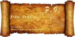 Puhr Irén névjegykártya
